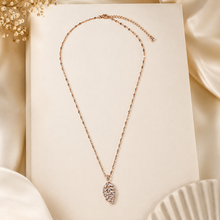 Load image into Gallery viewer, Rose Gold Crystal Leaf Necklace, Cubic Zirconia Pendant, Stainless Steel, 18 Inch Adjustable Gift for Her
