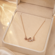 Load image into Gallery viewer, Rose Gold Love Necklace, Strawberry Charm and Clear CZ Pendant, 18 Inch Adjustable Stainless Steel Gift for Her