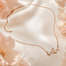 Load image into Gallery viewer, Rose Gold Love Necklace, Strawberry Charm and Clear CZ Pendant, 18 Inch Adjustable Stainless Steel Gift for Her