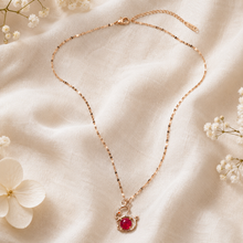 Load image into Gallery viewer, Red Bunny Necklace, Gold Tone Rabbit Pendant with Clear Stones, 18 Inch Adjustable Stainless Steel Gift for Her