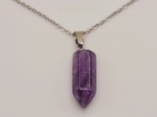 Load image into Gallery viewer, Amethyst Point crystal Necklace , Amethyst Silver pendant necklace
