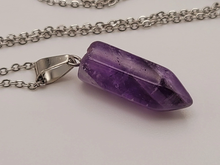 Load image into Gallery viewer, Amethyst Point crystal Necklace , Amethyst Silver pendant necklace
