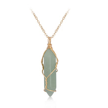Load image into Gallery viewer, Elegant Gold Wire Wrapped Green Aventurine Point Necklace - Stunning Gift