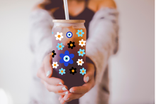 Load image into Gallery viewer, Evil Eye Beer Can Glass | Boho Coffee Glass | Aesthetic Coffee Glass | 16 OZ