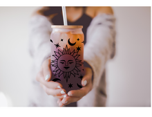 Load image into Gallery viewer, Sun & Moon Witchy Can Glass Witchy Gifts Sun | Boho Coffee Glass