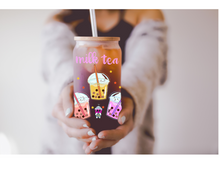 Load image into Gallery viewer, Milk Tea Stars | Boho Kawaii Coffee Glass | Aesthetic Coffee Glass | 16 oz
