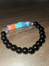 Load image into Gallery viewer, Black Onix Bracelet 7 Chakras beaded Bracelet 8mm