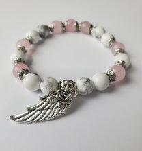Load image into Gallery viewer, Angel Wing Bracelet Natural Pink Quartz - Self Love & Romance