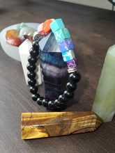 Load image into Gallery viewer, Black Onix Bracelet 7 Chakras beaded Bracelet 8mm