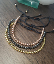 Load image into Gallery viewer, Elegant Trio: 3 PCS Bundle Hematite Bracelet Set in Rose Gold, Silver, and Gold