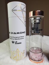 Load image into Gallery viewer, Crystal Glass Gem Water Bottle with Tea Infuser Wellness Glass Stainless Steel