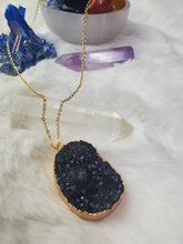 Load image into Gallery viewer, Metal chain healing energy necklace for women Dyed Natural crystal druzy crystal Minerals gem stone pendant charm necklace