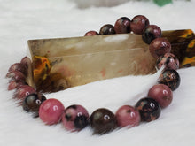 Load image into Gallery viewer, Rhodonite Bracelet Pink Rhodonite Stretch Bracelet | 8mm Rhodonite ball Bead Bracelet | Healing Crystal