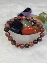 Load image into Gallery viewer, Rhodonite Bracelet Pink Rhodonite Stretch Bracelet | 8mm Rhodonite ball Bead Bracelet | Healing Crystal