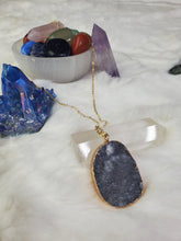 Load image into Gallery viewer, Metal chain healing energy necklace for women Dyed Natural crystal druzy crystal Minerals gem stone pendant charm necklace