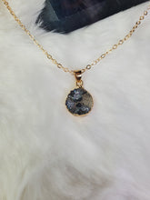 Load image into Gallery viewer, Acrylic Druzy Stone Faux Quartz Pendant Necklace - Geometric Round Charm Delicate Gold-Tone Chain
