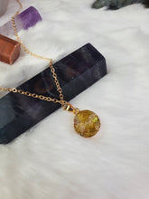 Load image into Gallery viewer, Acrylic Druzy Stone Faux Quartz Pendant Necklace - Geometric Round Charm Delicate Gold-Tone Chain