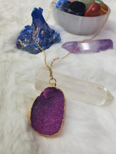 Load image into Gallery viewer, Metal chain healing energy necklace for women Dyed Natural crystal druzy crystal Minerals gem stone pendant charm necklace
