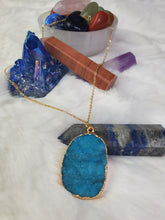 Load image into Gallery viewer, Metal chain healing energy necklace for women Dyed Natural crystal druzy crystal Minerals gem stone pendant charm necklace