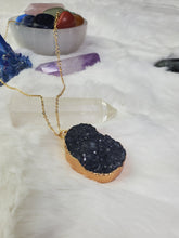 Load image into Gallery viewer, Metal chain healing energy necklace for women Dyed Natural crystal druzy crystal Minerals gem stone pendant charm necklace