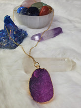 Load image into Gallery viewer, Metal chain healing energy necklace for women Dyed Natural crystal druzy crystal Minerals gem stone pendant charm necklace