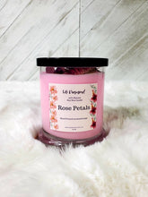 Load image into Gallery viewer, Rose Petals Natural Soy Wax Candle Highly Scented with Rose Quartz Crystals