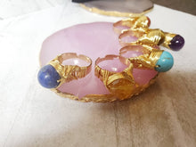 Load image into Gallery viewer, Wire Wrap Healing Crystal Rings (Adjustable)