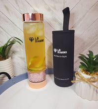 Load image into Gallery viewer, Crystal Glass Gem Water Bottle with Tea Infuser Wellness Glass Stainless Steel