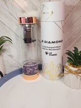 Load image into Gallery viewer, Crystal Glass Gem Water Bottle with Tea Infuser Wellness Glass Stainless Steel