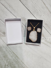 Load image into Gallery viewer, Druzy Necklace & Earrings Gift Set White