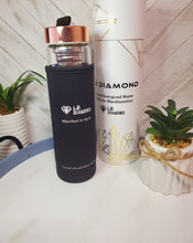 Load image into Gallery viewer, Crystal Glass Gem Water Bottle with Tea Infuser Wellness Glass Stainless Steel