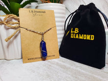 Load image into Gallery viewer, Lapis Lazuli Handmade Point Necklace Hexagon Chain Silver wire