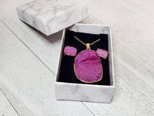 Load image into Gallery viewer, Druzy Necklace & Earrings Gift Set Amethyst