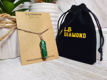 Load image into Gallery viewer, Crystal Necklace Silver Wire Wrapped Malachite Healing Crystal Point Necklace