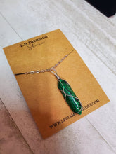 Load image into Gallery viewer, Crystal Necklace Silver Wire Wrapped Malachite Healing Crystal Point Necklace