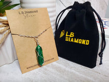 Load image into Gallery viewer, Crystal Necklace Silver Wire Wrapped Malachite Healing Crystal Point Necklace