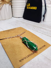 Load image into Gallery viewer, Crystal Necklace Silver Wire Wrapped Malachite Healing Crystal Point Necklace