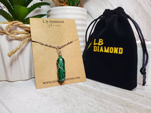 Load image into Gallery viewer, Crystal Necklace Silver Wire Wrapped Malachite Healing Crystal Point Necklace