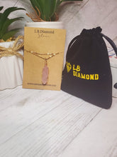 Load image into Gallery viewer, Gold Wire Wrapped Rose Quartz Healing Crystal Point Necklace