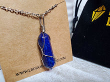 Load image into Gallery viewer, Lapis Lazuli Handmade Point Necklace Hexagon Chain Silver wire