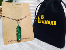 Load image into Gallery viewer, Crystal Necklace Silver Wire Wrapped Malachite Healing Crystal Point Necklace