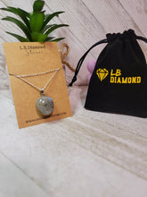 Load image into Gallery viewer, Irregular shaped Labradorite Pendant Necklace Silver tone Handmade