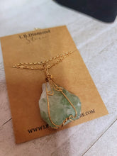 Load image into Gallery viewer, Natural Crystal Necklace Green Fluorite Stone Pendant Necklace Gold Tone