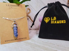 Load image into Gallery viewer, Blue Soladite Handmade Point Necklace Hexagon Chain