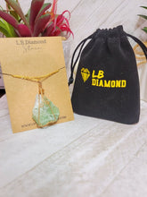 Load image into Gallery viewer, Natural Crystal Necklace Green Fluorite Stone Pendant Necklace Gold Tone