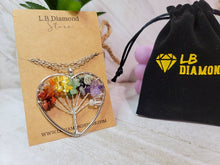 Load image into Gallery viewer, 7 Chakras Necklace Silver tone Gemstone Chip Tree of Life