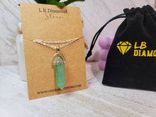 Load image into Gallery viewer, Green Aventurine Healing Crystal Point Necklace silver tone
