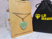 Load image into Gallery viewer, Natural Handmade Crystal Necklace Silver Wire Heart Shaped Green Aventurine