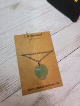 Load image into Gallery viewer, Natural Handmade Crystal Necklace Silver Wire Heart Shaped Green Aventurine