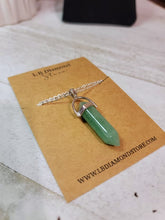 Load image into Gallery viewer, Green Aventurine Healing Crystal Point Necklace silver tone